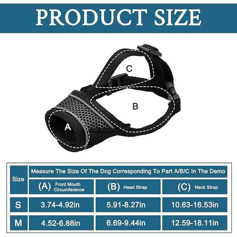 Dog Muzzle Adjustable Strap Anti Barking Muzzle Size S and M (1/4)