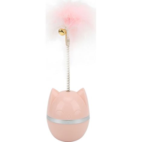 Jouet interactif en plumes pour chat avec clochette pour stimuler l'instinct des chats d'intérieur, rose