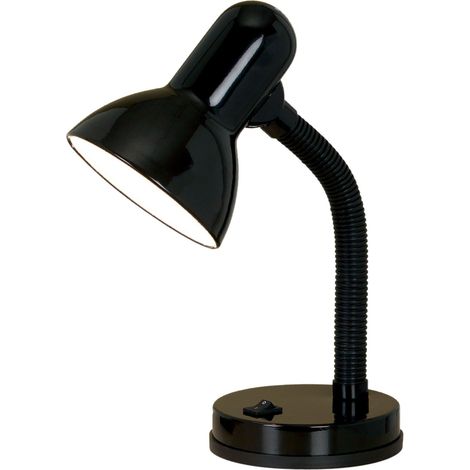 Lampe de table orientable pour étude, lecture et bureau avec culot E27 Basic, couleur noire. (1/3)