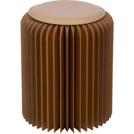 Pouf pliable en papier marron design élégant pour salon - Marron camel naturel (1/5)