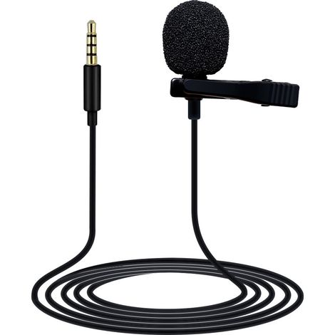 Microfone Lavalier Profissional Clip-On - Alta Qualidade de Som, 360° Captura de Áudio  Compatível com Smartphone/PC para Vlogging