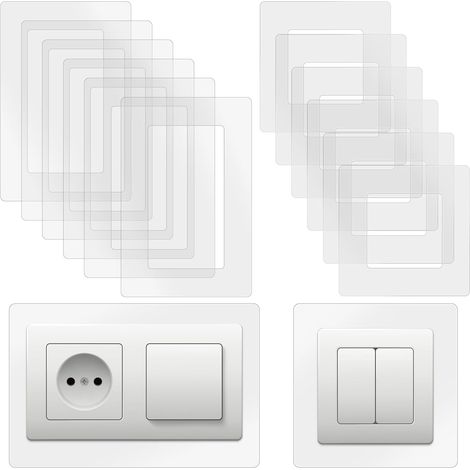 6 Pièces Protections Murales Interrupteurs de 1 Prise  6 Stück Transparents Acrylique Plaque de Protection Interrupteur de 2 Prise pour Famille Chambre Salon Forme Carrée (1/5)