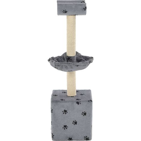 Maison Exclusive - Albero per Gatti Tiragraffi Sisal 105 cm Zampe Stampate Grigio (1/5)