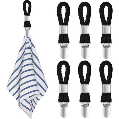 Crochets porte-serviettes réutilisables - Lot de 6 - Pinces à serviettes - Attaches-serviettes - Crochet pour torchons - Porte-serviettes - Boucles pour torchons - Pour cuisine, salle de bain, balcon, (1/5)