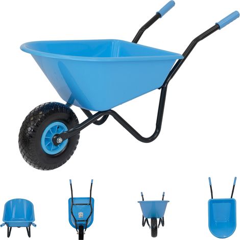 Kinderschubkarre uni hellblau 40 kg 20L Kunststoffwanne Vollgummirad Schiebkarre Gartenkarre