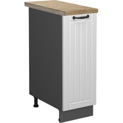 Armadio cucina dispensa alto Fame-Line, Bianco rustico, 30 cm , PL Rovere, Vicco