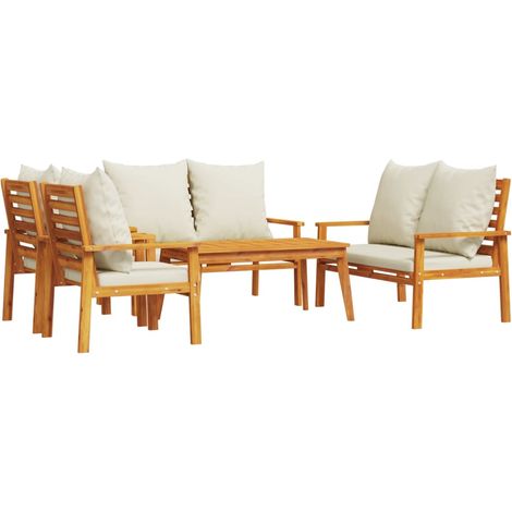 Maison Exclusive - Salon de jardin avec coussins 5 pcs Bois d'acacia solide (1/5)