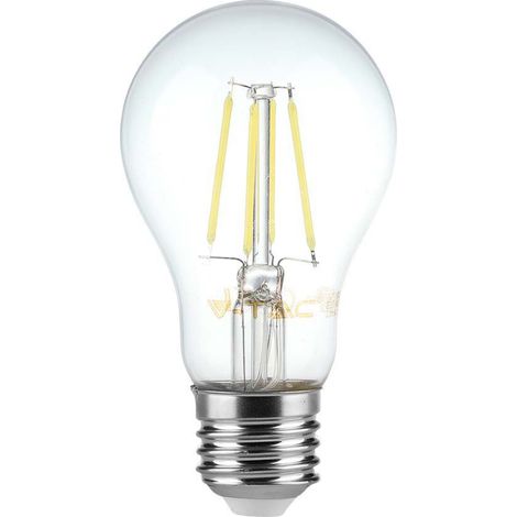 Bombilla LED V-TAC E27 de 6 W, A60, filamento blanco natural