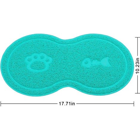 Tapis de Repas pour Chat et Chien en PVC, Tapis Anti-Projection Double Forme en 8, Coloris Gris/Vert/Bleu/Rose, Dimensions 45x26 cm, Tapis Étanche pour Prévenir la Diffusion de la Nourriture et du Lit (1/3)