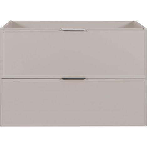 Meuble vasque suspendu cachemire/chêne craft – 2 tiroirs – Dimensions 100 × 57 × 46 cm – Panneau laminé 16mm – Poignée noire – 3Xe Living