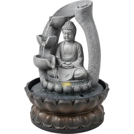 Fontaine de Table Bouddha, Fontaine Zen d'intérieur avec Statue de Bouddha, Fontaine d'intérieur, Pompe à Eau Silencieuse, Décoration en Résine pour Salon, Décoration Feng Shui pour Maison, Bureau (1/5)
