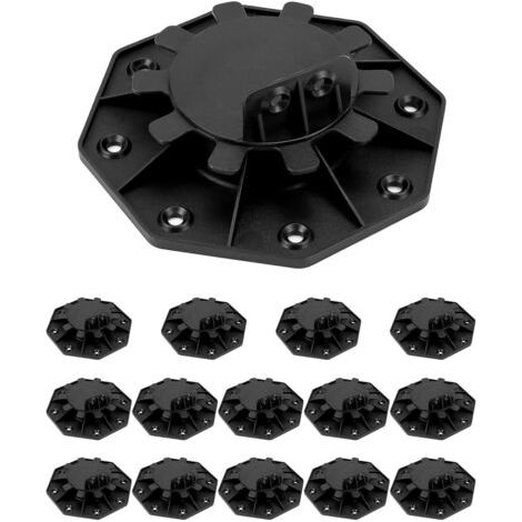 Ensemble de base de terrasse réglable QWORK® 15 pièces, 30-60 mm, adapté aux panneaux de terrasse en bois/WPC/aluminium. (1/4)