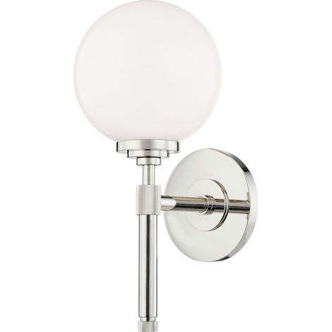 Bowery Support de bain 1 lumière nickel poli, verre