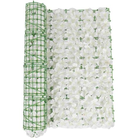RHG Clôture Artificielle en Feuillage, Plante Haie Décorative pour Balcon et Jardin, 0.53M Blanc