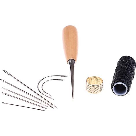 Kit de 10 aiguilles à coudre en cuir, aiguilles à coudre, fil, dés à coudre, outils pour chaussures - FFY (1/4)