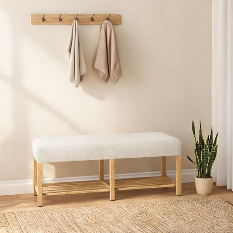 Banc de rangement en bois massif avec assise rembourrée (1/5)
