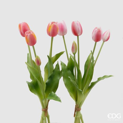 EDG Enzo De Gasperi Bouquet di 5 Tulipani Chiusi Gomma Olis Ass. H 40 Cm Rosa Chiaro o Scuro 1 Pz (1/4)