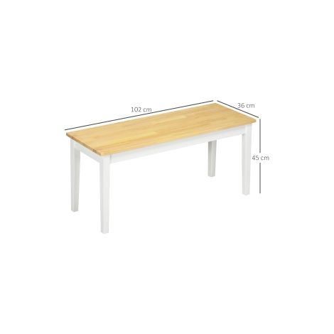 Banc 2 places jusqu'à 220 kg, en bois de pin blanc, banc de salle à manger, banc de cuisine, banc de salon 102 x 36 x 45 cm (1/5)