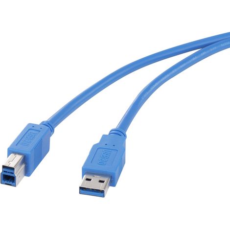 Renkforce USB-Kabel USB 3.2 Gen1 USB-A Stecker, USB-B Stecker 0.50 m Blau vergoldete Steckkontakte (1/2)