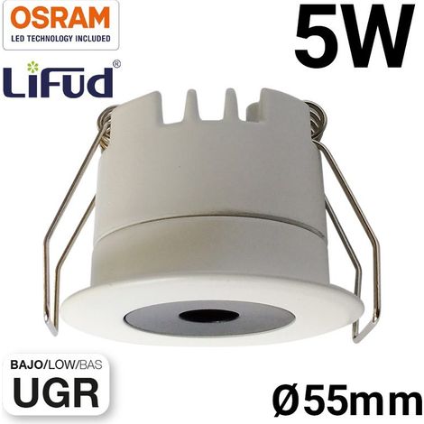 Mini spot LED encastrable 5W faible UGR 55x43,1mm - Blanc (1/4)