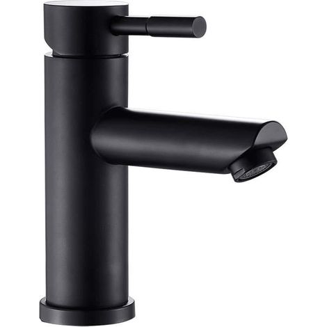 Mitigeur de lavabo, inox, noir, monocommande, pour toilettes (1/5)