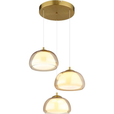 Suspension, applique, plafonnier, verre ambré doré, intensité variable, style moderne, H 150 cm