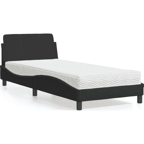 Bett mit Matratze "Dover" Schwarz 90x200 cm Samt