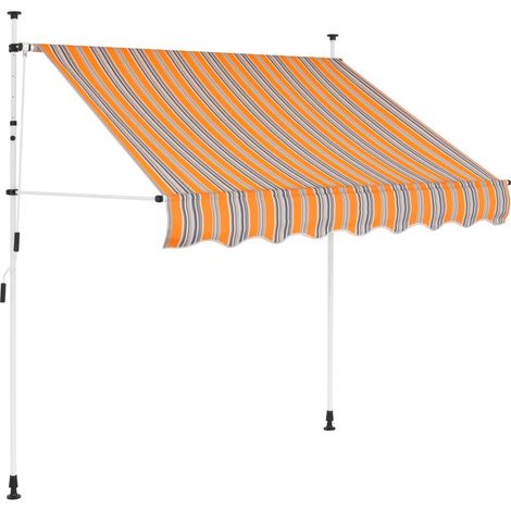 Einziehbare Markise,Sonnenmarkise,Sonnenschutz Terrasse Balkon,Auvent Handbetrieben 200 cm Gelb/Blau Gestreift RGDCH220766 (1/5)