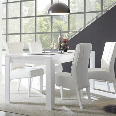 Table à manger design laqué blanc 180cm MADO (1/3)