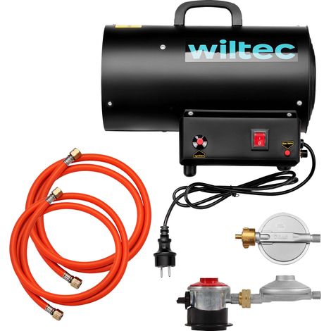 Wiltec – Générateur de chaleur au gaz 15 kW – Débit d’air 320 m³/h – Moteur 30 W – Avec régulateur et tuyau – Canon air chaud