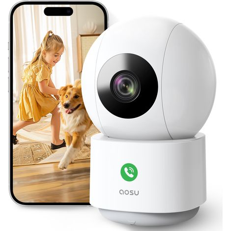 Aosu – Caméra de surveillance intérieure 2K WiFi – Vision nocturne jusqu'à 10m – Détection IA des mouvements – Compatible Alexa et Google Assistant - AOSU 2 K (1/5)