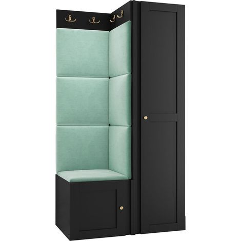 Conjunto para recibidor Hartford 381, Manila 11, 186x82x46cm, MDF, Aglomerado laminado, Tapiz, Montada en la pared, Colocada (1/5)