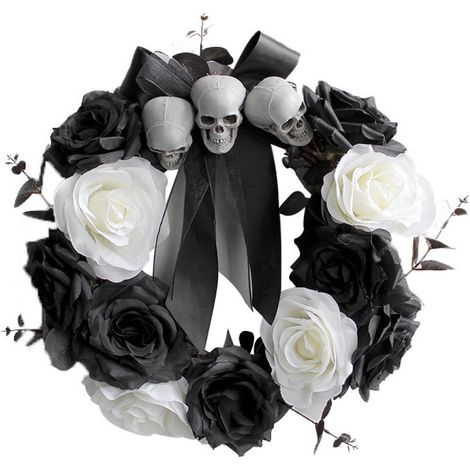 Halloween fantôme crâne guirlande noir blanc guirlande fantôme ornement adapté à la décoration de fête à la maison (1/2)