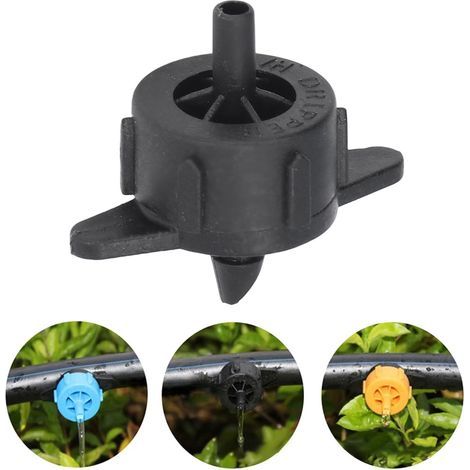 100 gocciolatori a compensazione di pressione da 4 mm, flusso uniforme in PP per irrigazione di grandi superfici, 4 l/h, neri. (1/5)