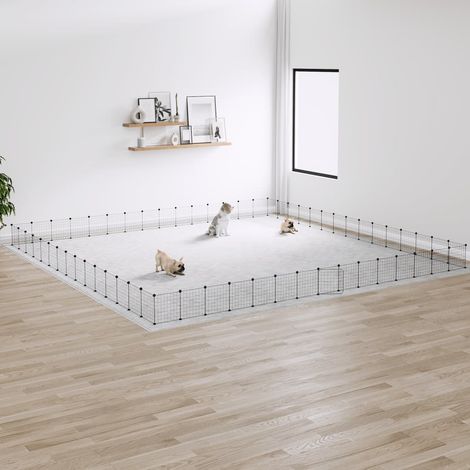 vidaXL Gabbia per Animali 60 Pannelli con Porta Nera 35x35 cm (1/4)