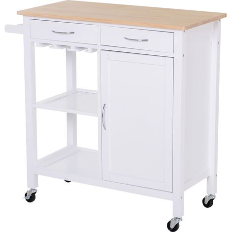 easycomfort carrello da cucina classico con cassetti e ruote in legno salvaspazio 89x40x84cm (1/5)