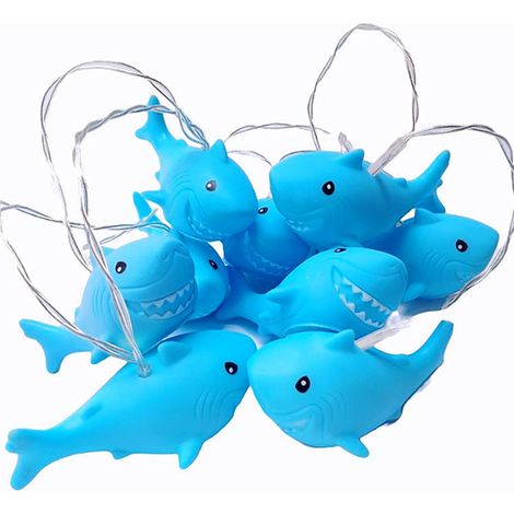 Guirlande lumineuse à LED en forme de requin, 1,5 m, 10 LED, à piles, féerique, pour chambre, chambre de bébé, chambre d'enfant, décoration de fête d'anniversaire (Requin) (1/5)