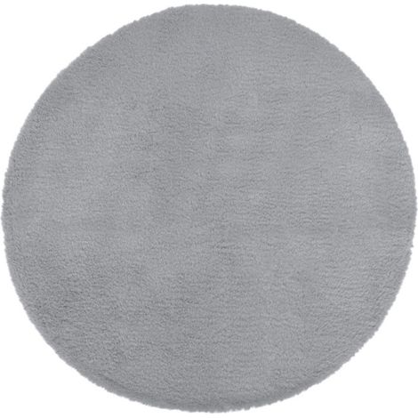 Atmosphera – Tapis rond imitation fourrure 80cm – Polyester doux – D. 80 x H. 2 cm – Couleur gris – Pour décoration intérieure (1/3)