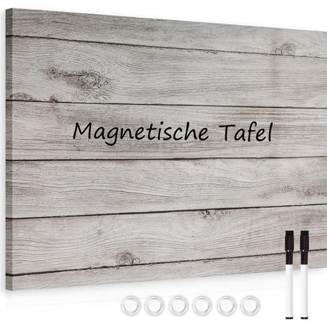 Tableau blanc magnétique 45 x 60 cm, tableau magnétique mural  tableau magnétique avec 6 aimants 2 marqueurs, panneaux en bois gris (1/5)