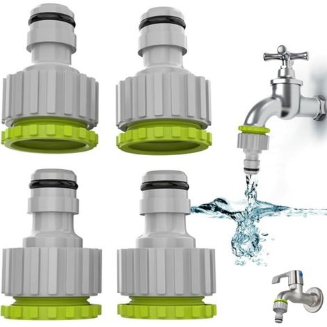 2-en-1 embout tuyau arrosage-4 Pack, 1/2” et 3/4”Connecteur de robinet de jardin Raccord de robinet raccord tuyau d'arrosage (1/5)