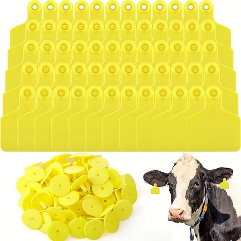 100 étiquettes auriculaires vierges pour vaches, étiquettes auriculaires pour bovins, porcs et moutons, et matériel d'élevage. (1/5)