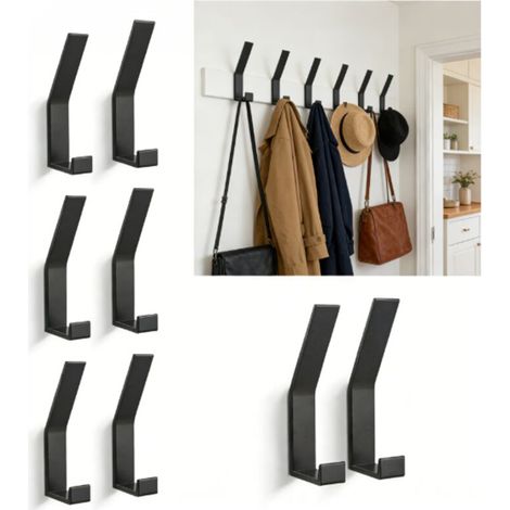 8 PCs Patères, Porte Manteau Mural (Vis Invisibles), Crochet Porte Manteau Moderne pour Vestes, Manteaux, Vêtements, écharpes, Sacs à Main et Plus (Noir) (1/5)