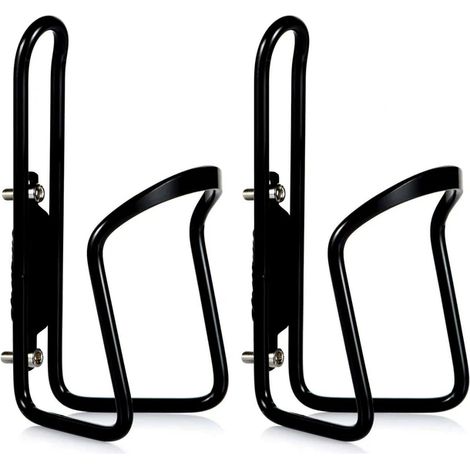 Bicycle Bottle Cage - Aluminum Alloy Fish Scale Pattern Welded One-piece Water Cup Holder Black 2pcs (1/4)