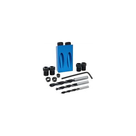 Oblique Drilling Jig, Pocket Hole Jig with 15" Drill Bits Carpenter Positioner Woodworking Corner Drilling Guide with Adapter for 6/8/10mm Hole (1/5)