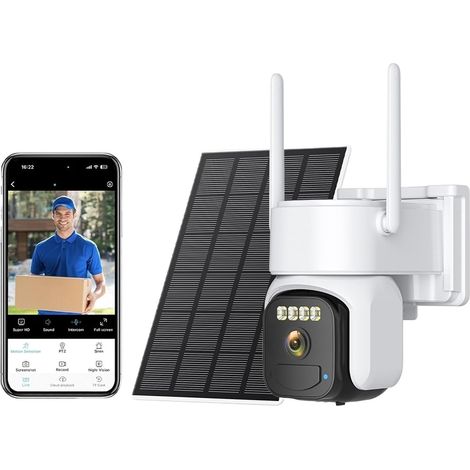 Caméra de Surveillance extérieure sans Fil Solaire 5K 10 MP avec Double Objectif, Double écran, Suivi Automatique et Zoom numérique 5X.(5MP NO SD Card) (1/5)