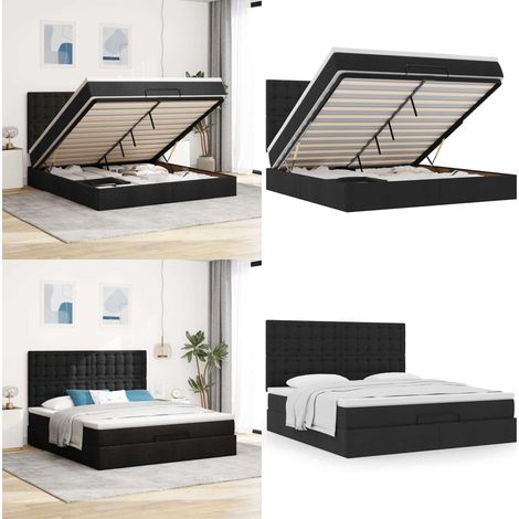 vidaXL Ottoman-Bett mit Matratze Schwarz 180x200 cm Stoff (1/5)