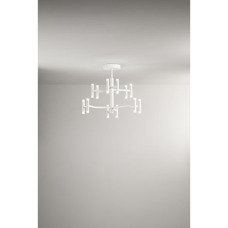 Plafonnier LED Moderne en Métal Blanc Mat, Structure en Aluminium Verni par Poudrage, Diamètre 70 cm, 68W, Lumière 3000K - Marque Perenz