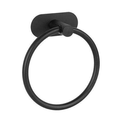 Anneau porte-serviettes en acier inoxydable - Anneau porte-serviettes - Anneau porte-serviettes de salle de bain - Sans perçage - Noir (1/5)