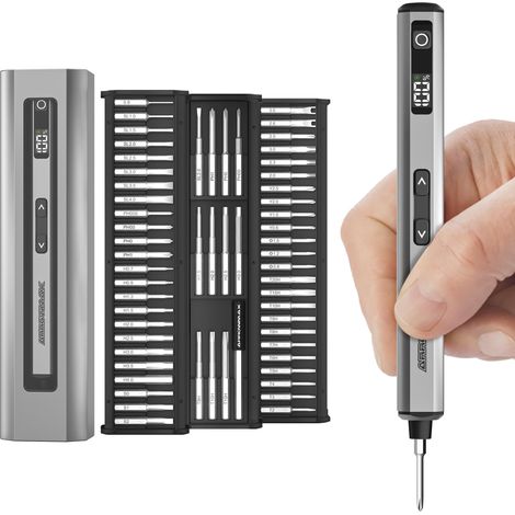 Mini tournevis électrique, jeu de tournevis électrique de précision 60-en-1 avec embouts magnétiques, 5 modes de couple, kit d'outils de tournevis sans fil de réparation pour téléphone (1/5)