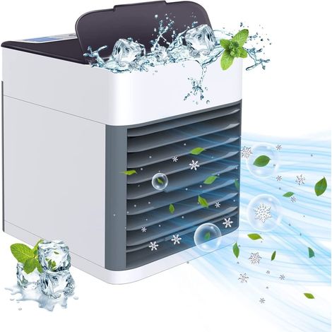 LEDANDER Miniventilador de refrigeración 3 en 1, aire acondicionado portátil con depósito de agua para el hogar y la oficina — Aire acondicionado, humidificador y purificador